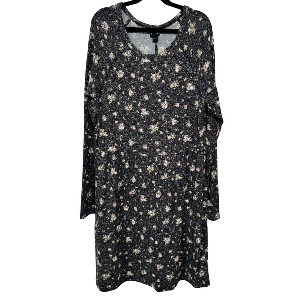 Art Class Dress Girls XL Black floral long sleeve A Line Casual knee length